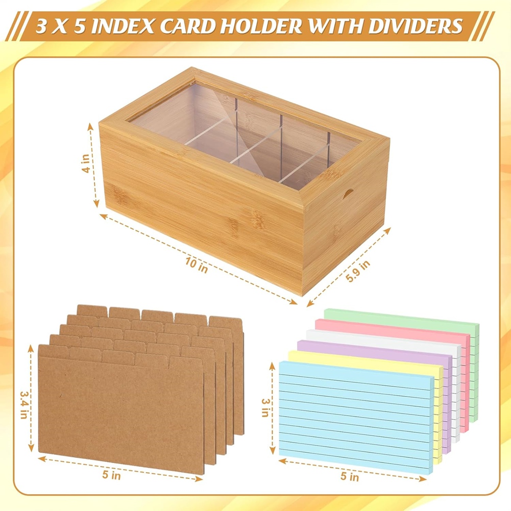 Card Index Box - ABUA Bambu İndeks Kart Düzenleyici, 3x5
